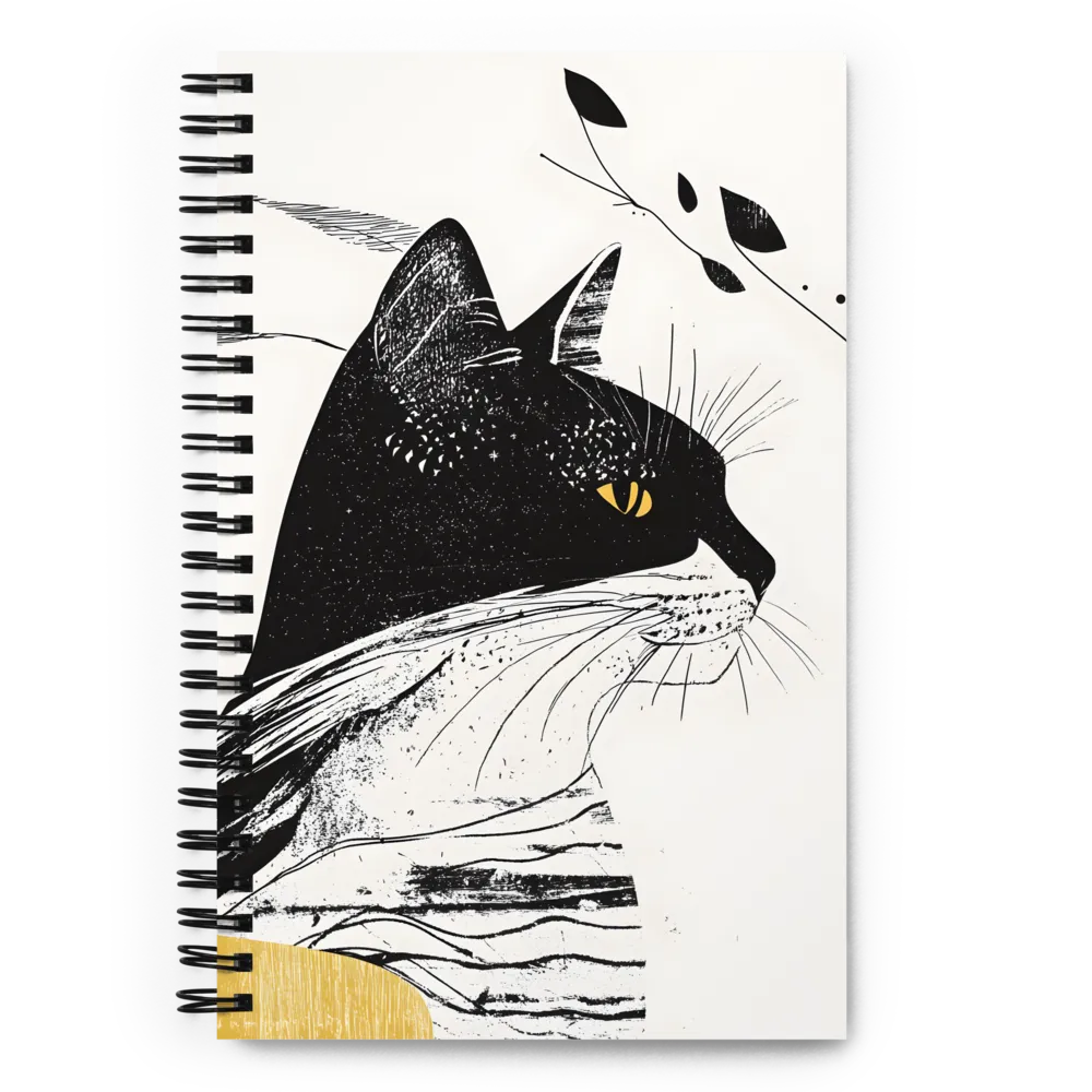 Whiskered Elegance: A Minimalist Cat Profile | Spiral Notebook