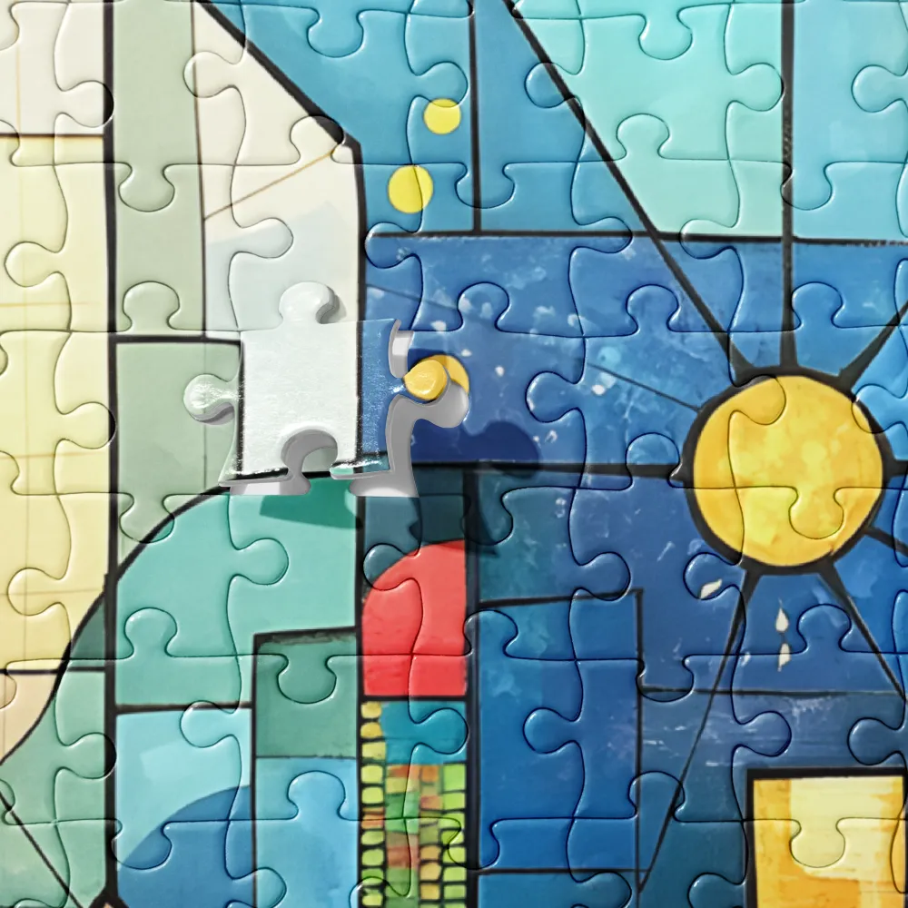 Geometric Harmony: A Vibrant Cityscape | Jigsaw Puzzle | 252/520 pieces