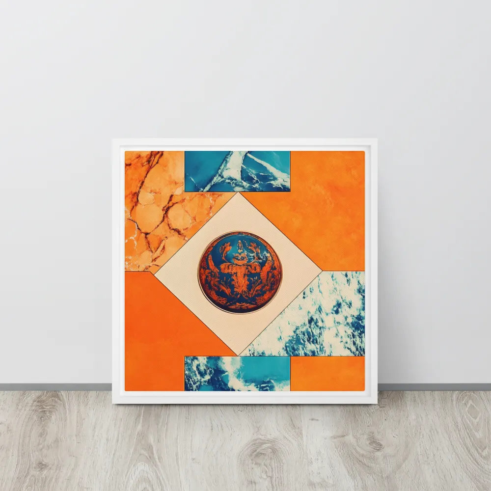 Harmonious Encounters: Abstract Geometry | Canvas with White Frame | 16″×16″