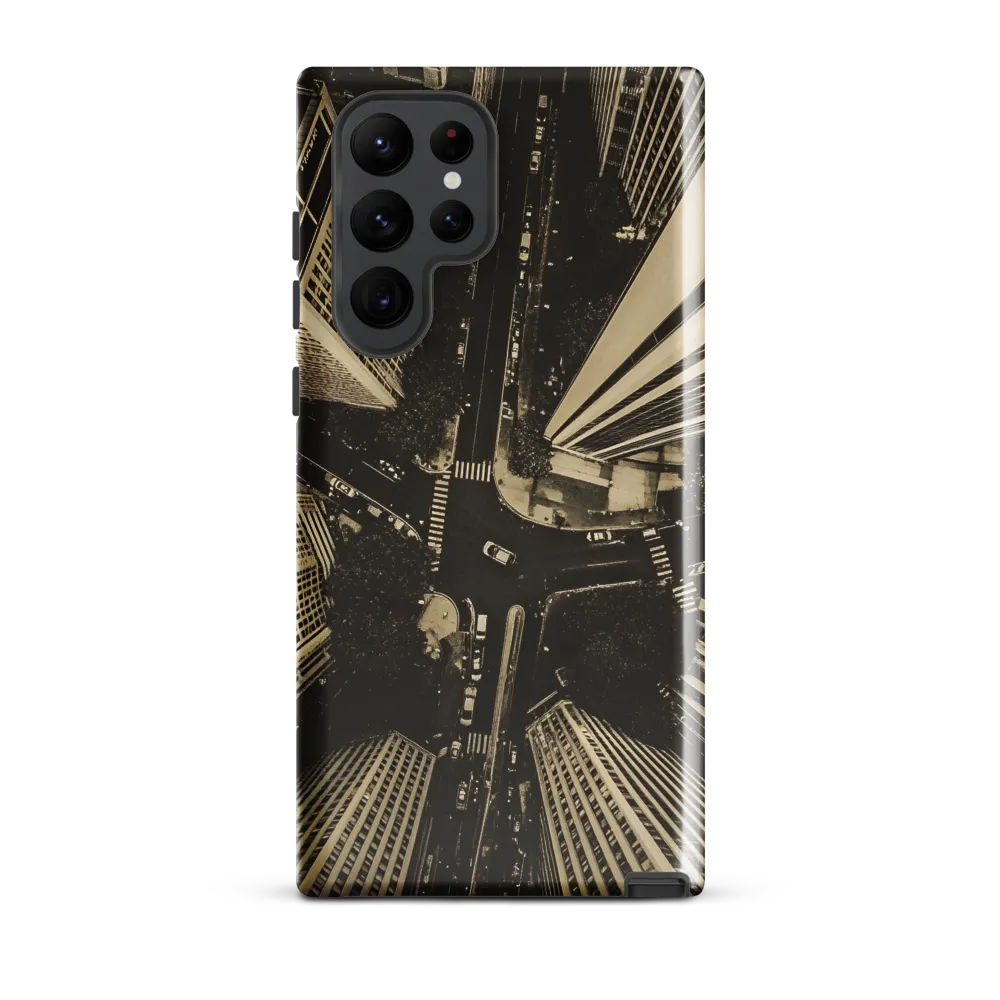 Urban Symphony: Aerial Perspective of City Life | Phone Case |  S22 Ultra | Tough Case | Glossy