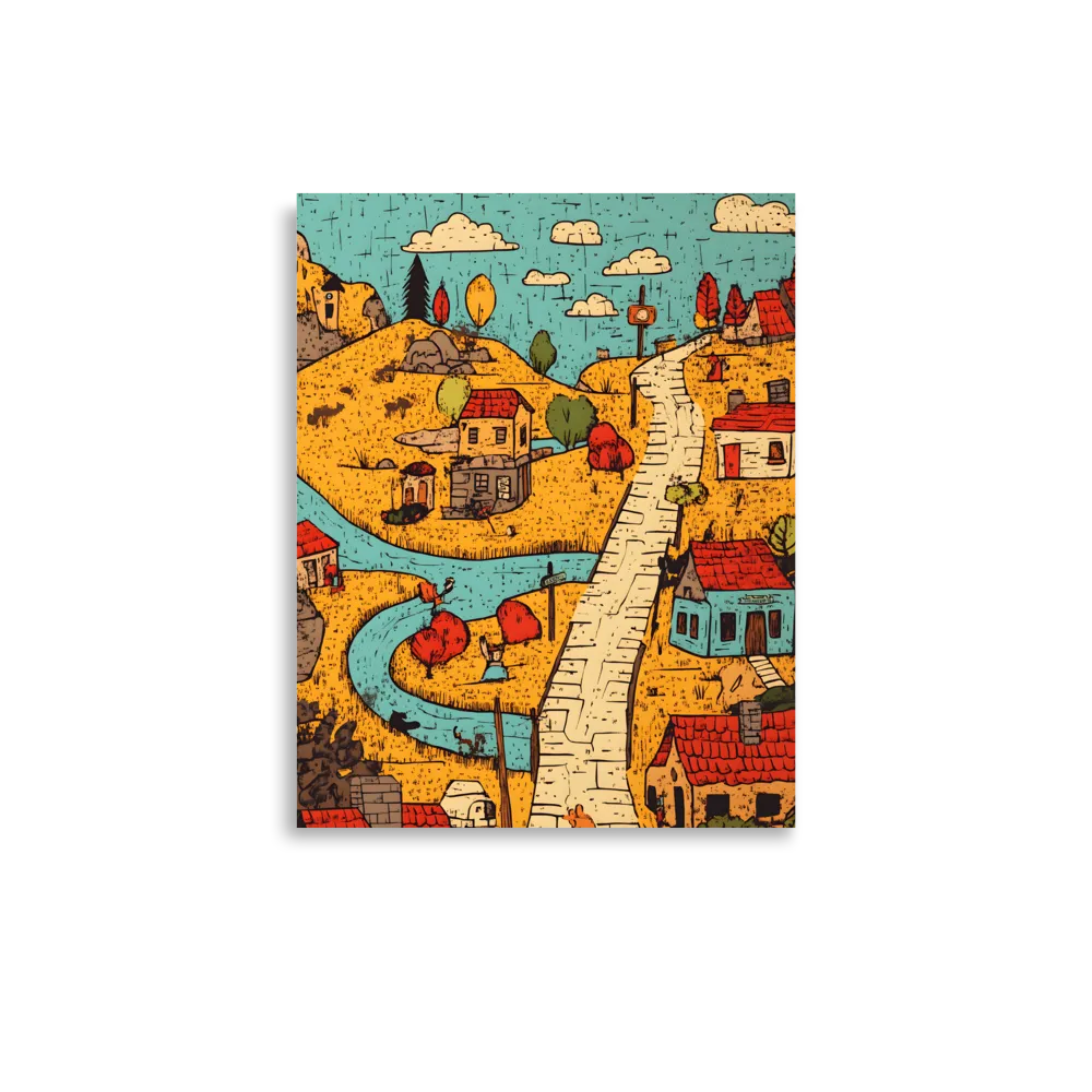 Whimsical Village Landscape | Poster | 11″×14″