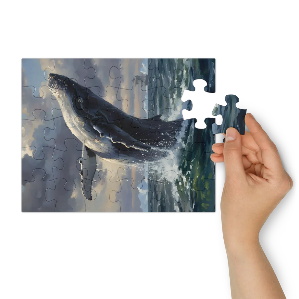 Breaching Whale 
 Jigsaw Puzzle in Tin Box