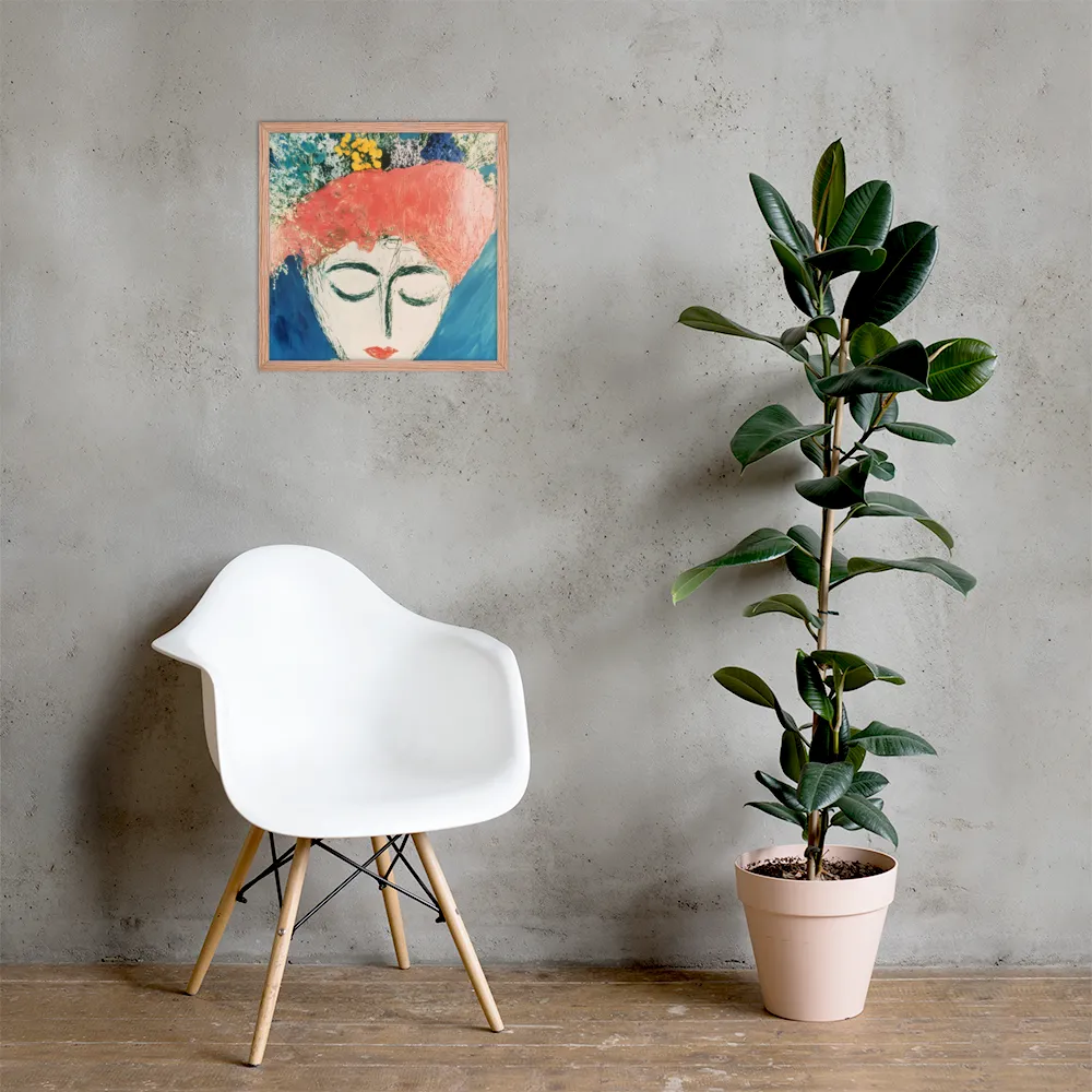 Serenity in Bloom | Poster with Red oak Frame | 18″×18″