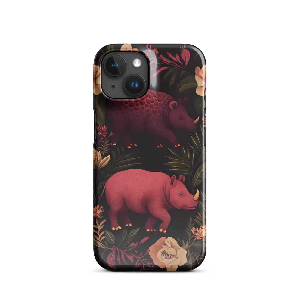 Rhinos in Floral Embrace