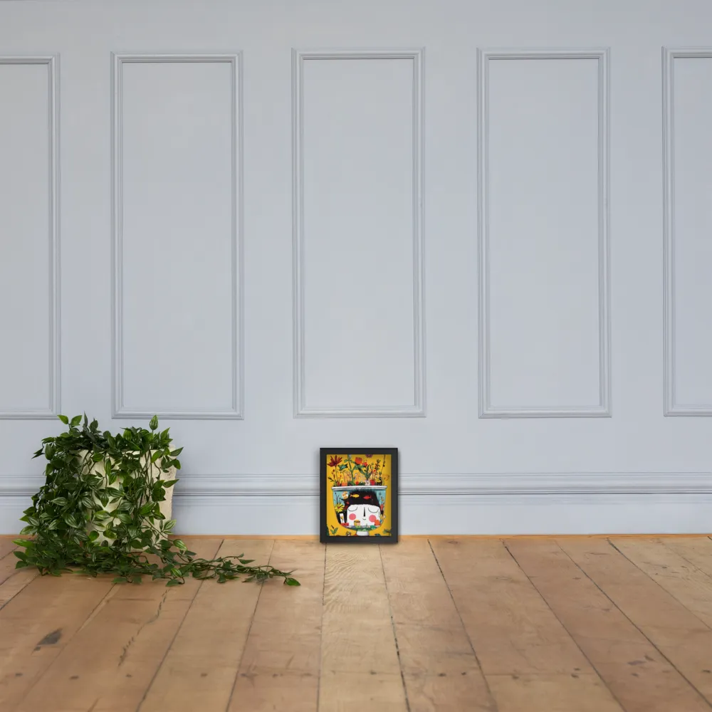 Whimsical Garden Head | Poster with Black Frame | 8″×10″