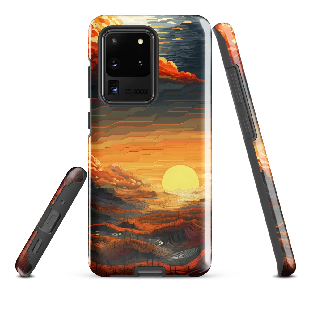 Ethereal Sunset: A Serene Landscape in Flowing Forms