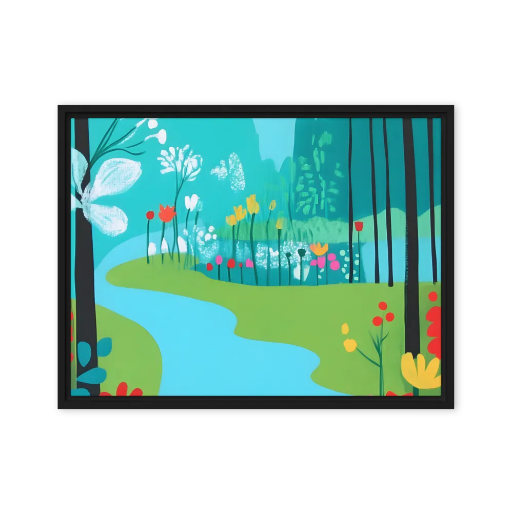 Whispers of Spring: A Colorful Retreat | Canvas with Black Frame | 18″×24″