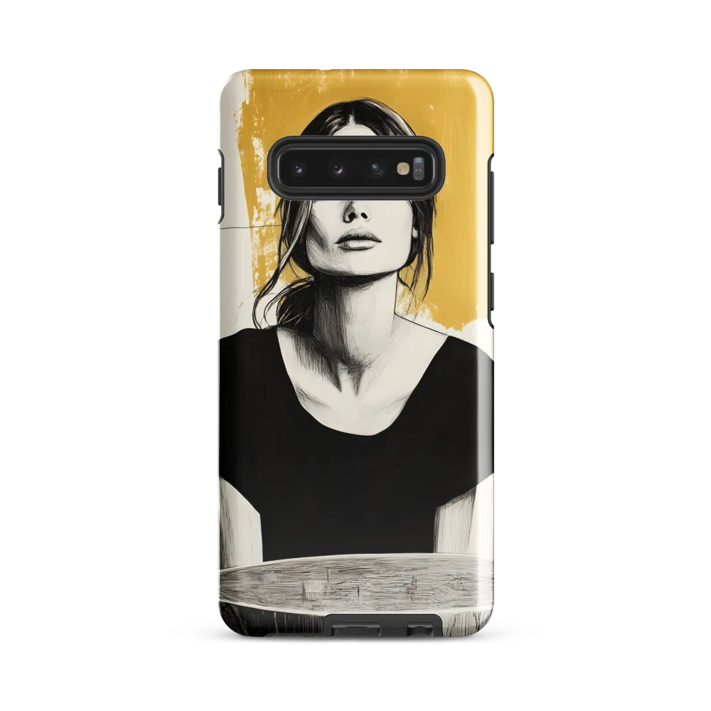 Golden Serenity: A Minimalist Portrait | Phone Case |  S10 Plus | Tough Case | Glossy