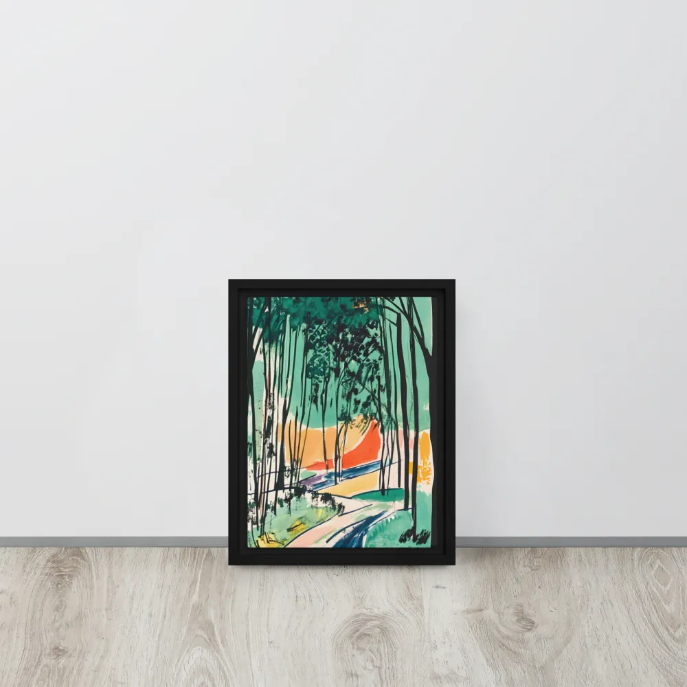 Winding Path Through the Forest | Canvas with White Frame | 9″×12″