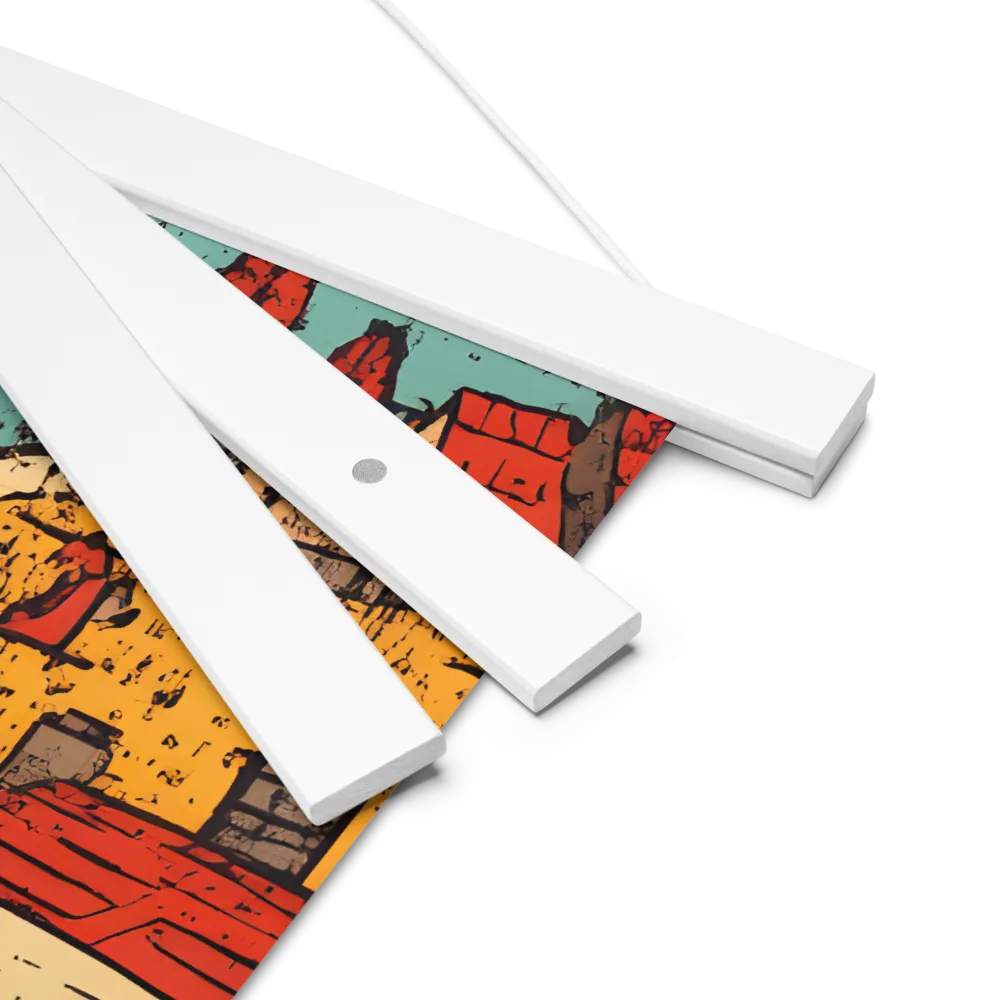 Whimsical Village Landscape | Poster With White Wood Hanger | 18″×18″