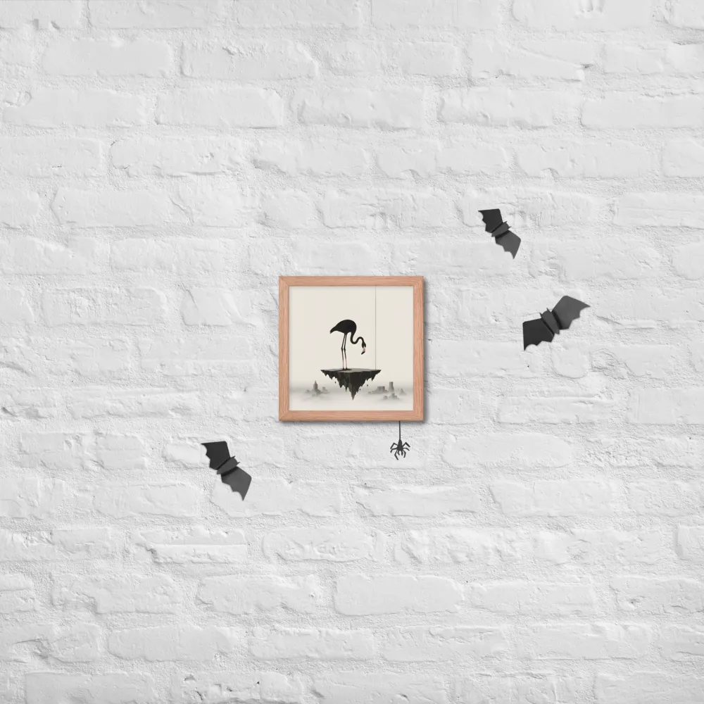 Floating Flamingo 
 Poster with Red oak Frame | 10″x 10″