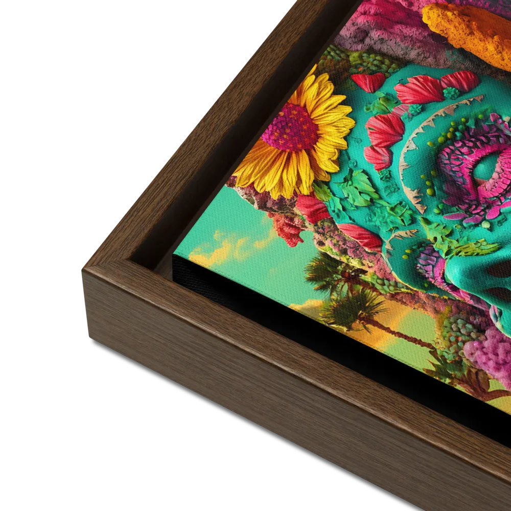 Ethereal Skull Garden | Canvas with Brown Frame | 12″×12″
