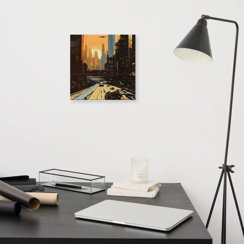 Metro Nexus: A Futuristic Cityscape | Canvas | 12″×12″
