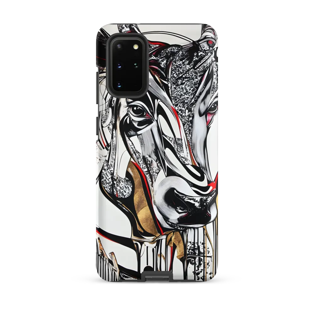 Linear Cow Study — Black, White and Gold Accents