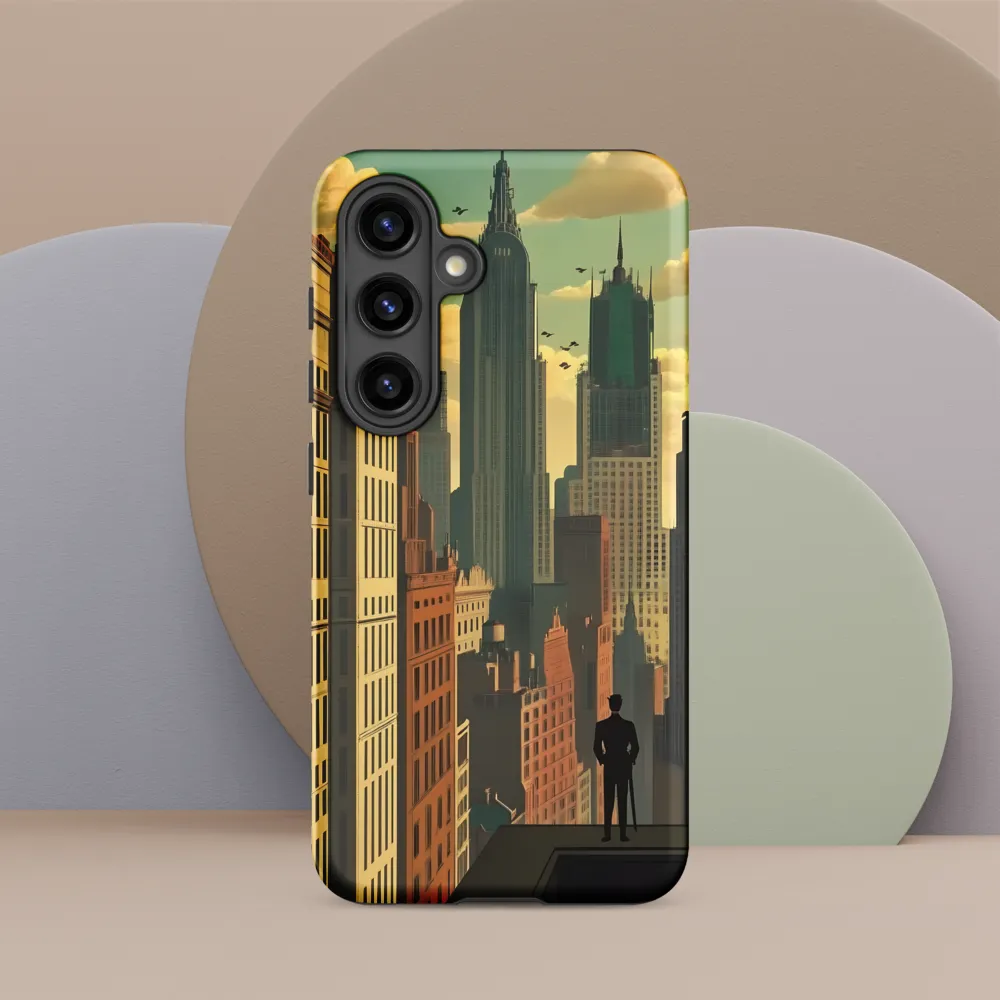 Urban Dreams: A Silhouette in Art Deco Cityscape