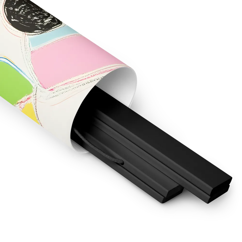 Whimsical Portrait in Colorful Abstraction | Poster With Black Wood Hanger | 14″×14″