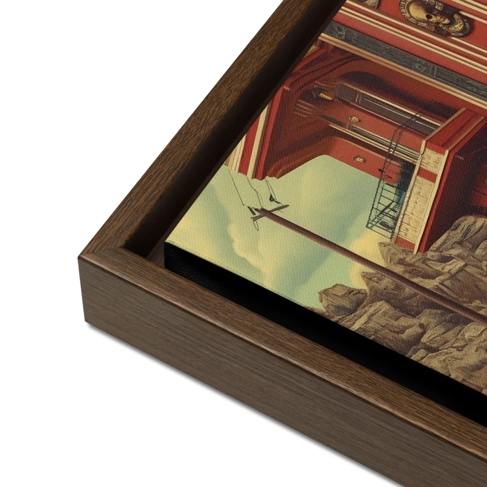 Retro Urban Dreamscape | Canvas with Brown Frame | 12″×12″