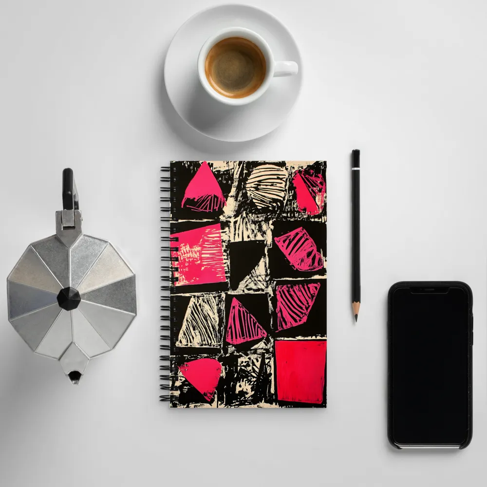 Geometric Symphony in Pink and Black | Spiral Notebook