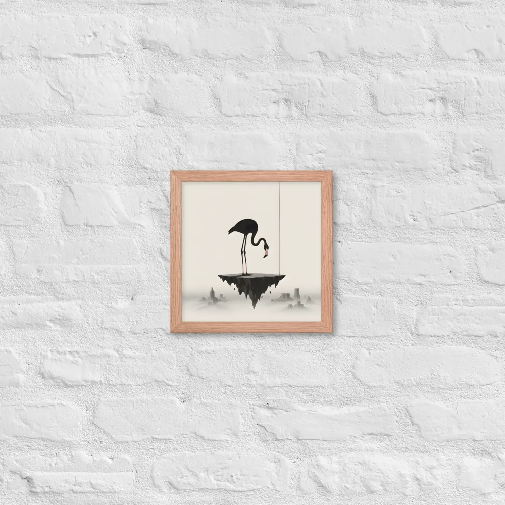 Floating Flamingo 
 Poster with Red oak Frame | 10″x 10″