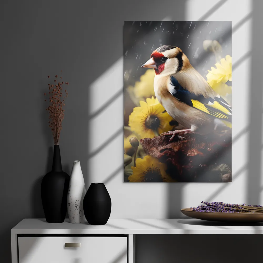 Harmony in Nature: A Goldfinch Amidst Blooms