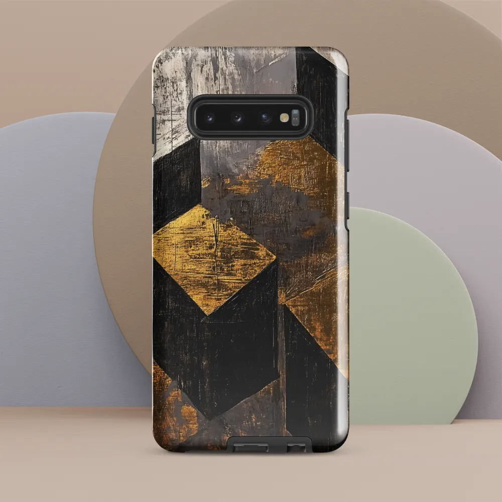 Geometric Harmony in Gold and Black | Phone Case |  S10 Plus | Tough Case | Glossy