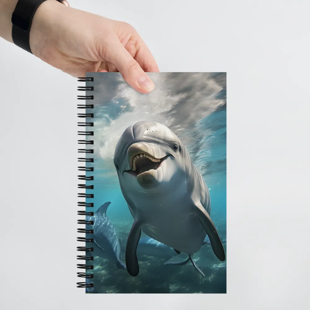 Beneath the Waves: A Dolphin's Dance | Spiral Notebook