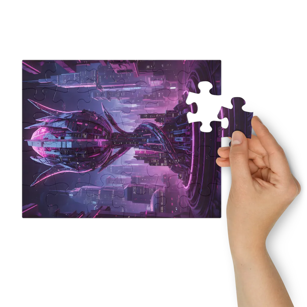 Neon Lotus 
 Jigsaw Puzzle in Tin Box