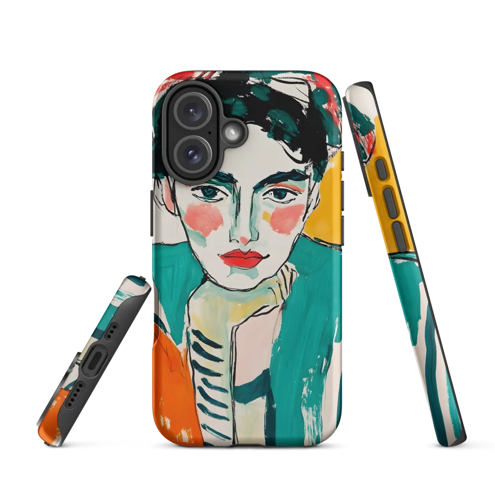 Contemplative Portrait in Bold Hues | Phone Case