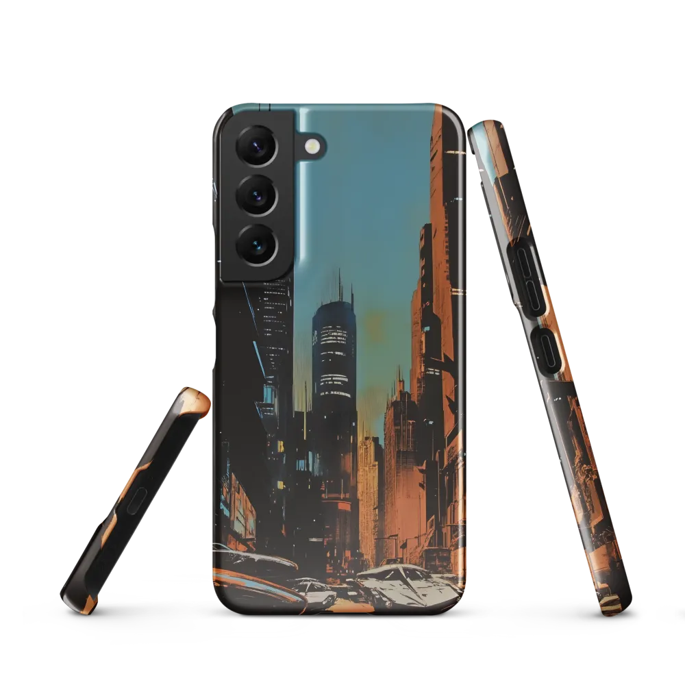 Futuristic Cityscape in Blue and Orange