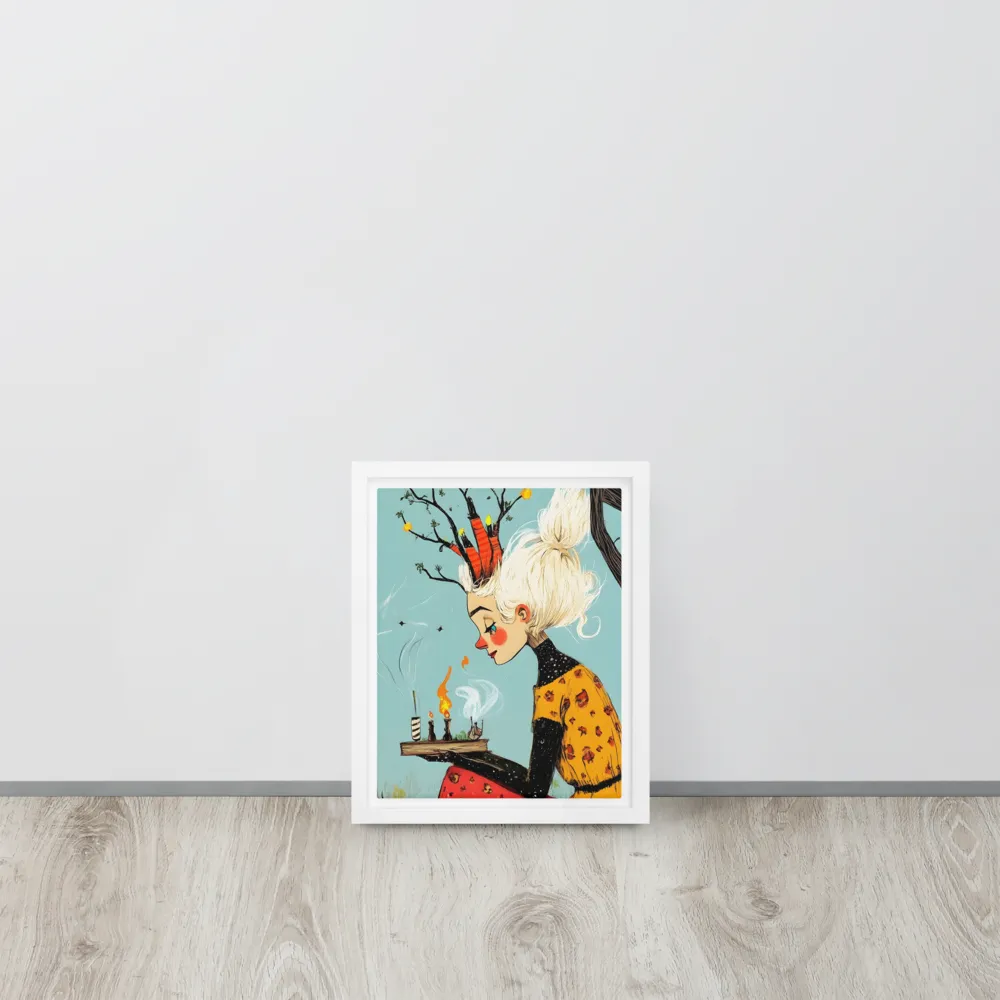 Whimsical Nature Girl | Canvas with White Frame | 8″×10″