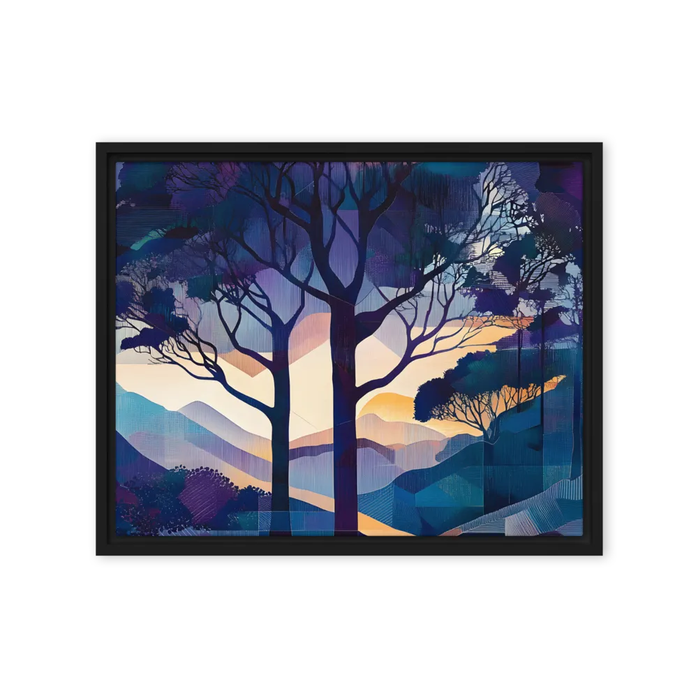 Tranquil Geometry: A Journey Through Color | Canvas with Black Frame | 16″×20″