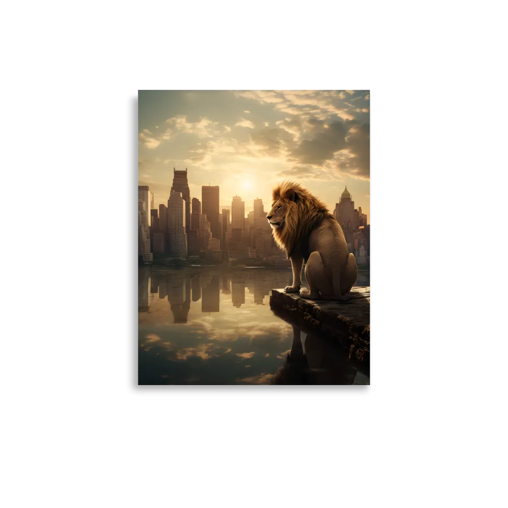The Lion's Gaze Over the Urban Symphony | Poster | 11″×14″