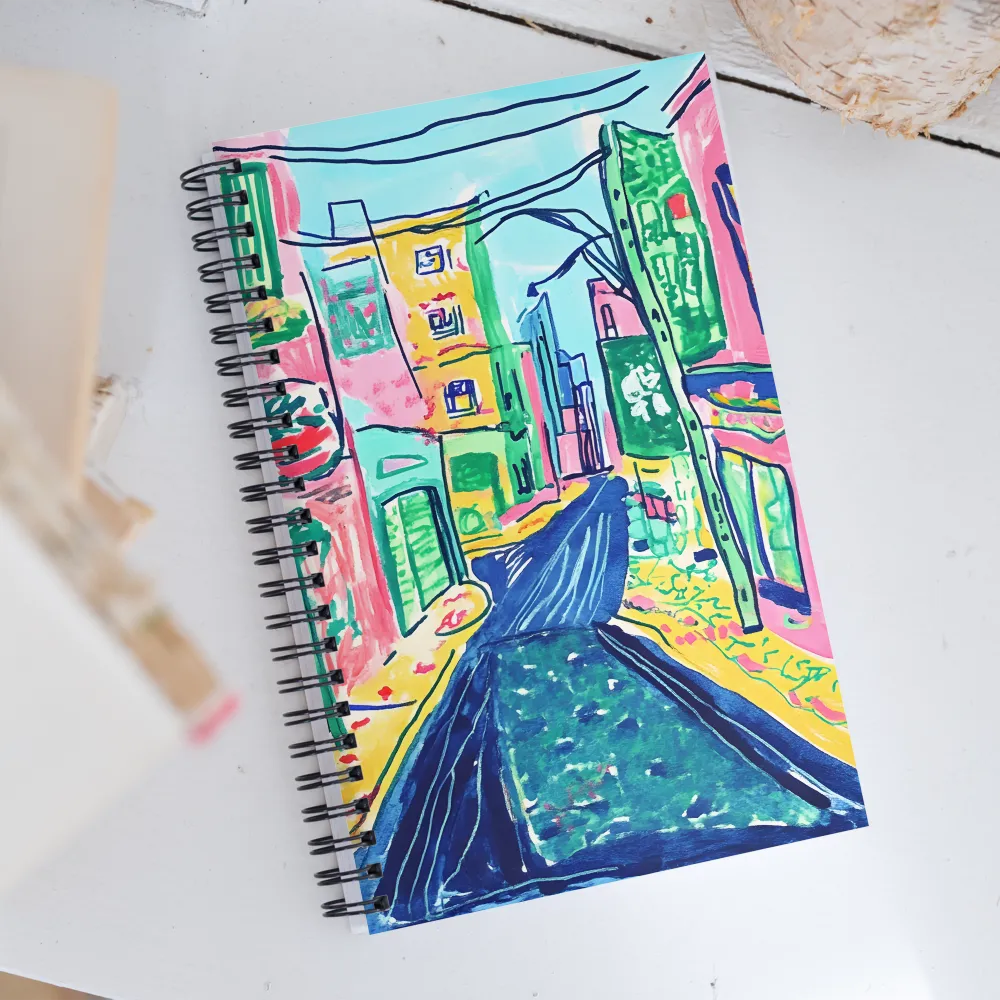 Dreamy Street in Vibrant Hues | Spiral Notebook