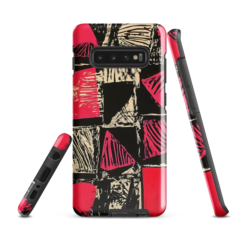 Geometric Symphony in Pink and Black | Phone Case |  S10 Plus | Tough Case | Glossy