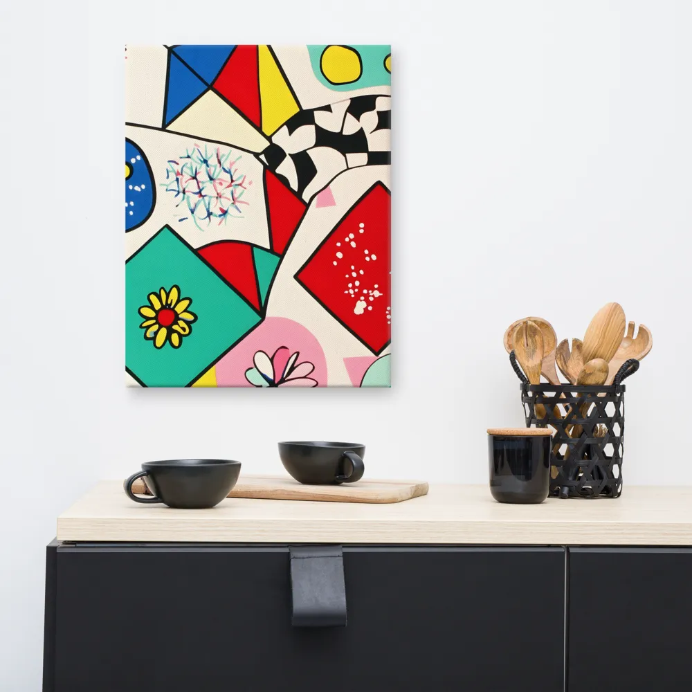 Joyful Geometry: A Playful Dance of Shapes and Colors | Canvas | 16″×20″
