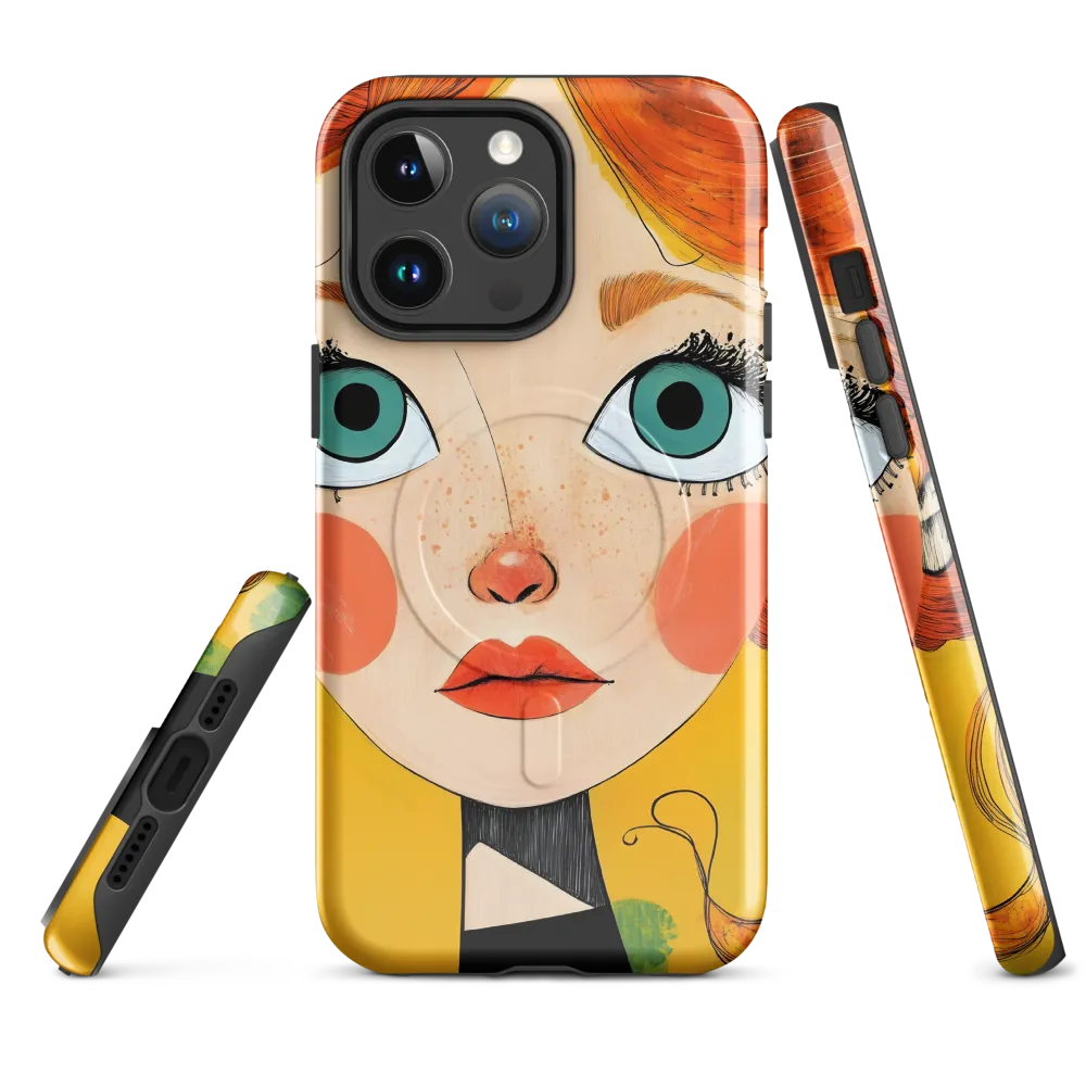 Whimsical Portrait of a Girl | Phone Case |  14 Pro Max | MagSafe® Tough Case | Glossy