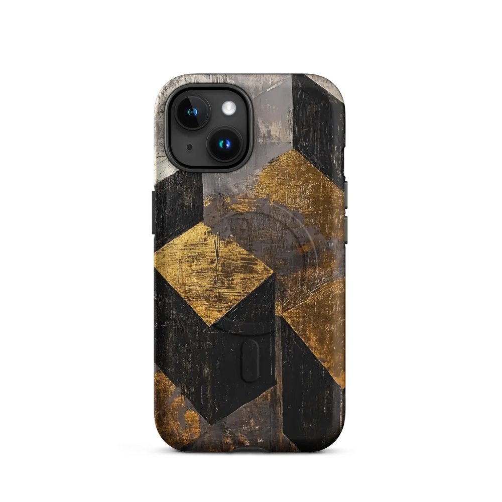 Geometric Harmony in Gold and Black | Phone Case |  15 | MagSafe® Tough Case | Matte