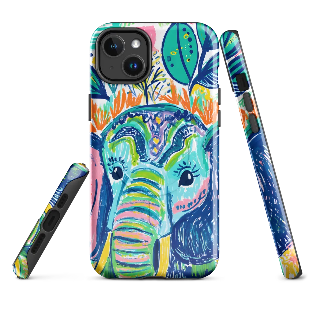 Whimsical Elephant Portrait | Phone Case |  14 Plus | MagSafe® Tough Case | Glossy
