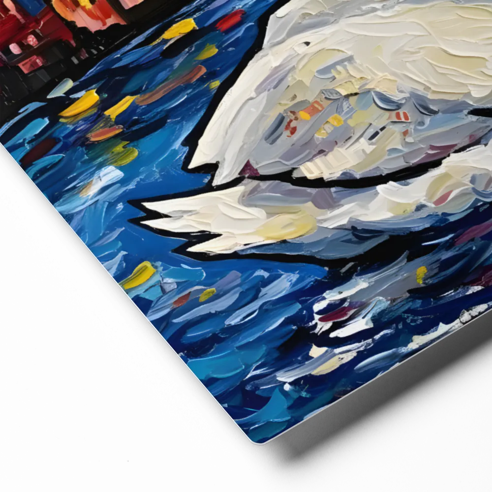 Moonlit City Swan 
 Metal Print | 12″x 12″
