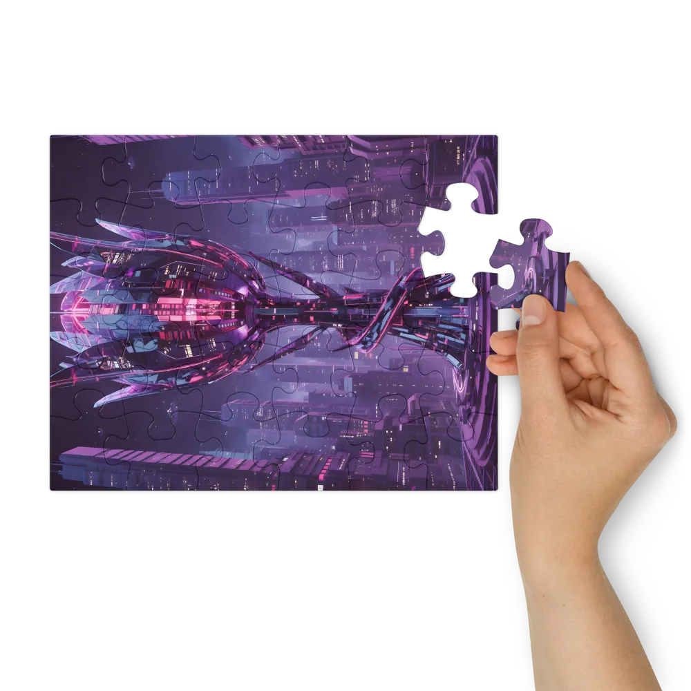 Neon Lotus Tower 
 Jigsaw Puzzle in Tin Box
