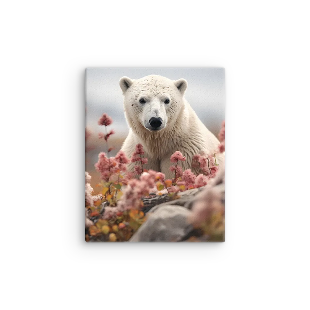 Curiosity Among Blooms: The Polar Bear | Thin Canvas | 8″×10″