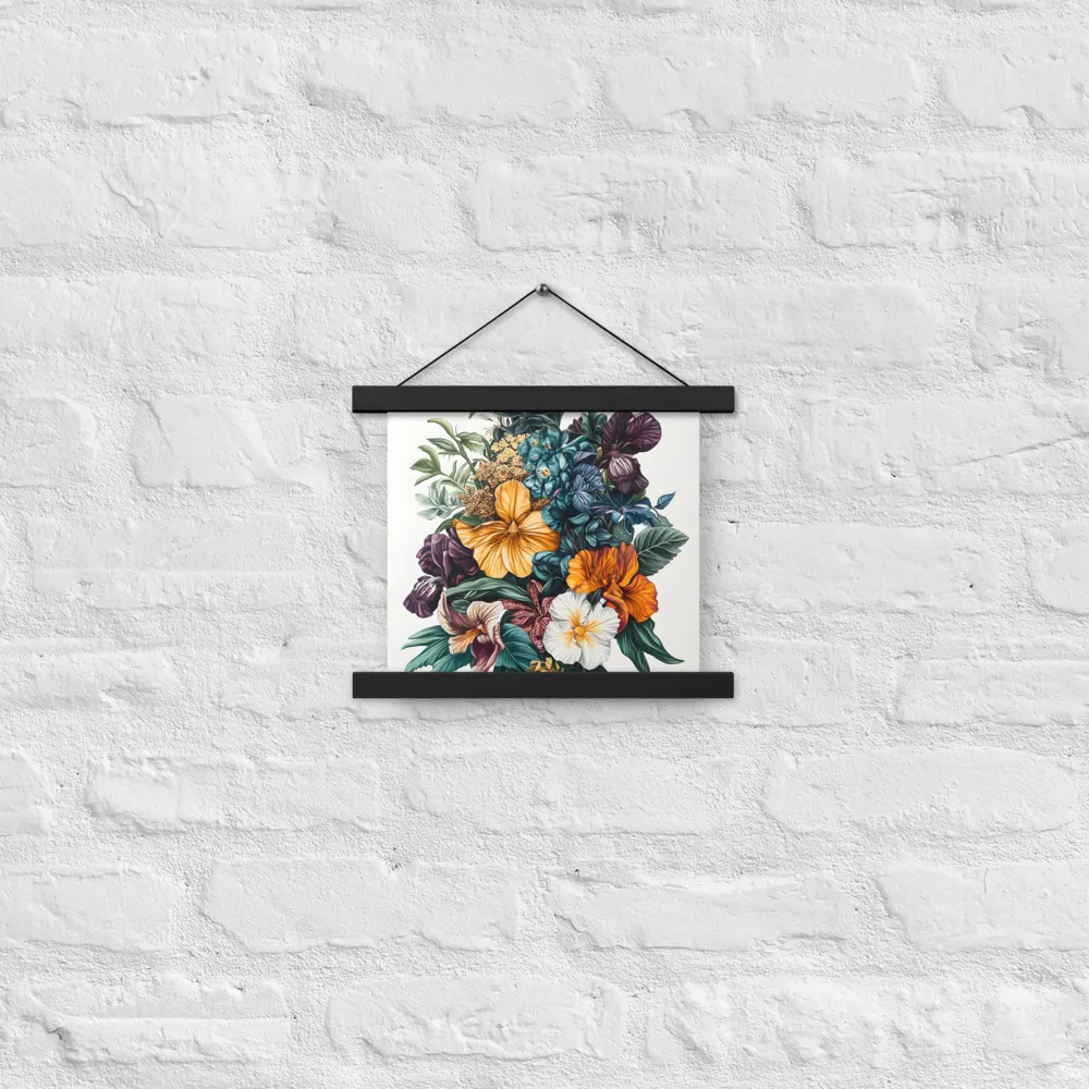 Floral Symphony | Poster With Black Wood Hanger | 10″×10″