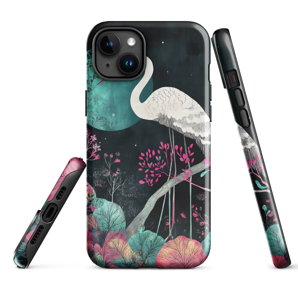 Ethereal Presence: Heron in a Floral Dreamscape | Phone Case |  15 Plus | Tough Case | Glossy