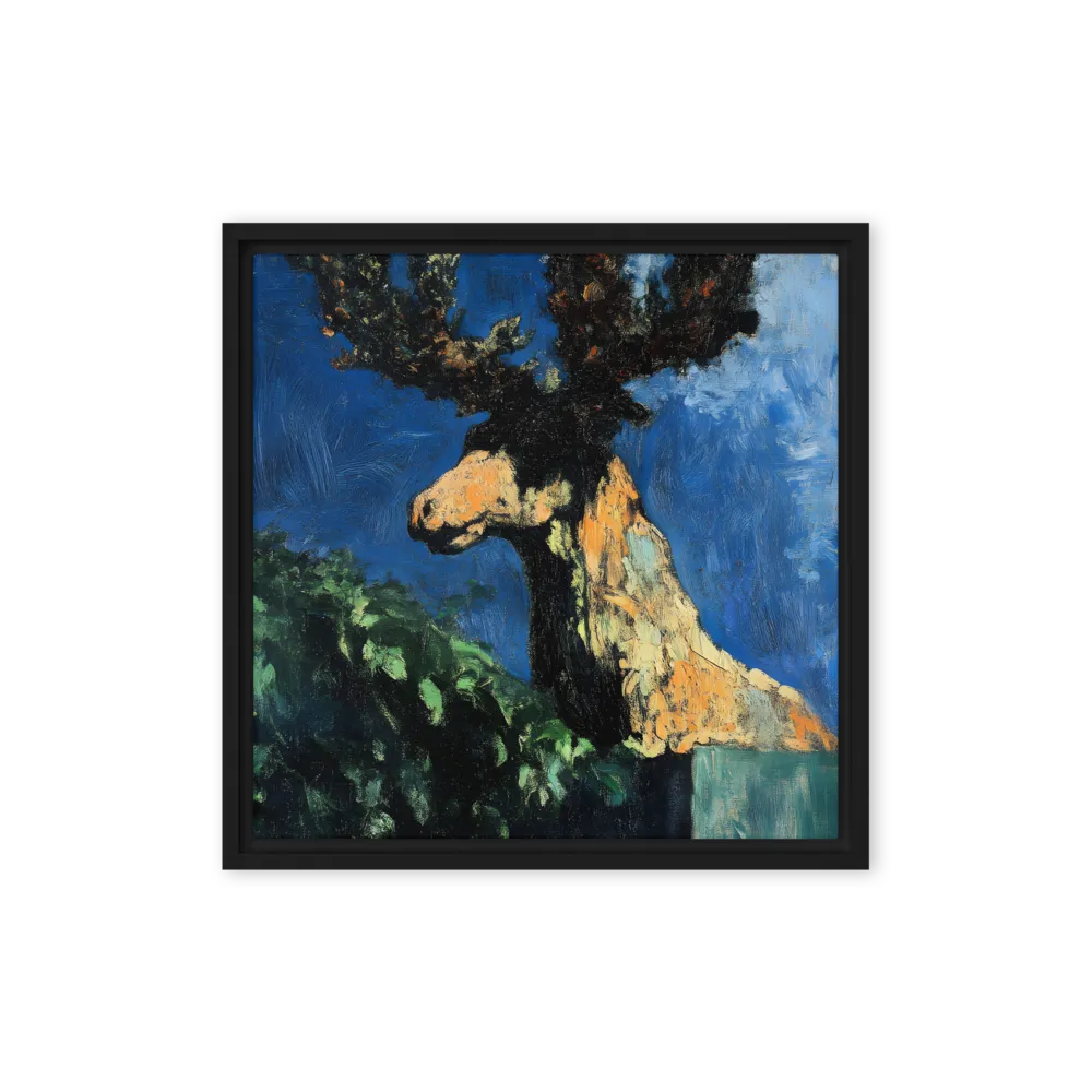 The Majestic Deer in Nature | Canvas with Black Frame | 16″×16″