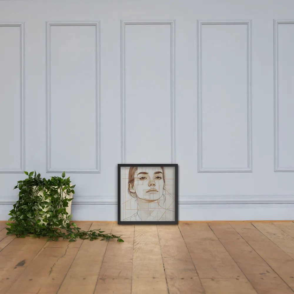 Geometric Serenity: A Minimalist Portrait | Poster with Black Frame | 16″×16″