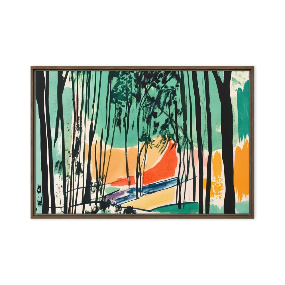 Winding Path Through the Forest | Canvas with Brown Frame | 24″×36″