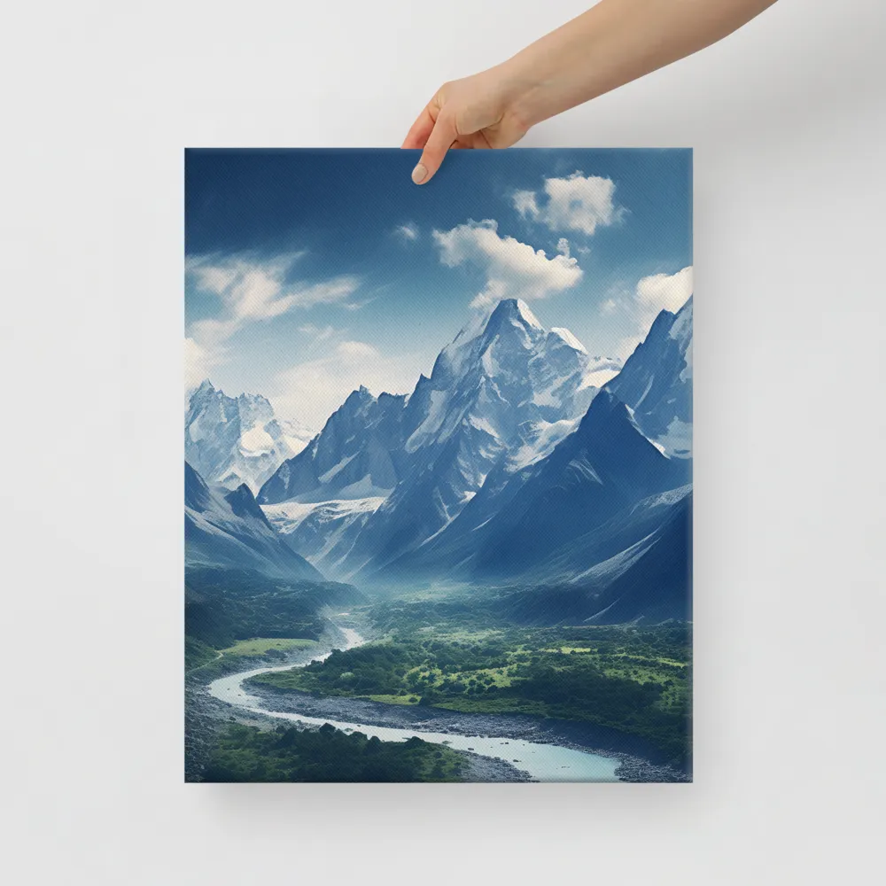 Majestic Serenity: A Landscape of Mountains and Rivers | Canvas | 16″×20″