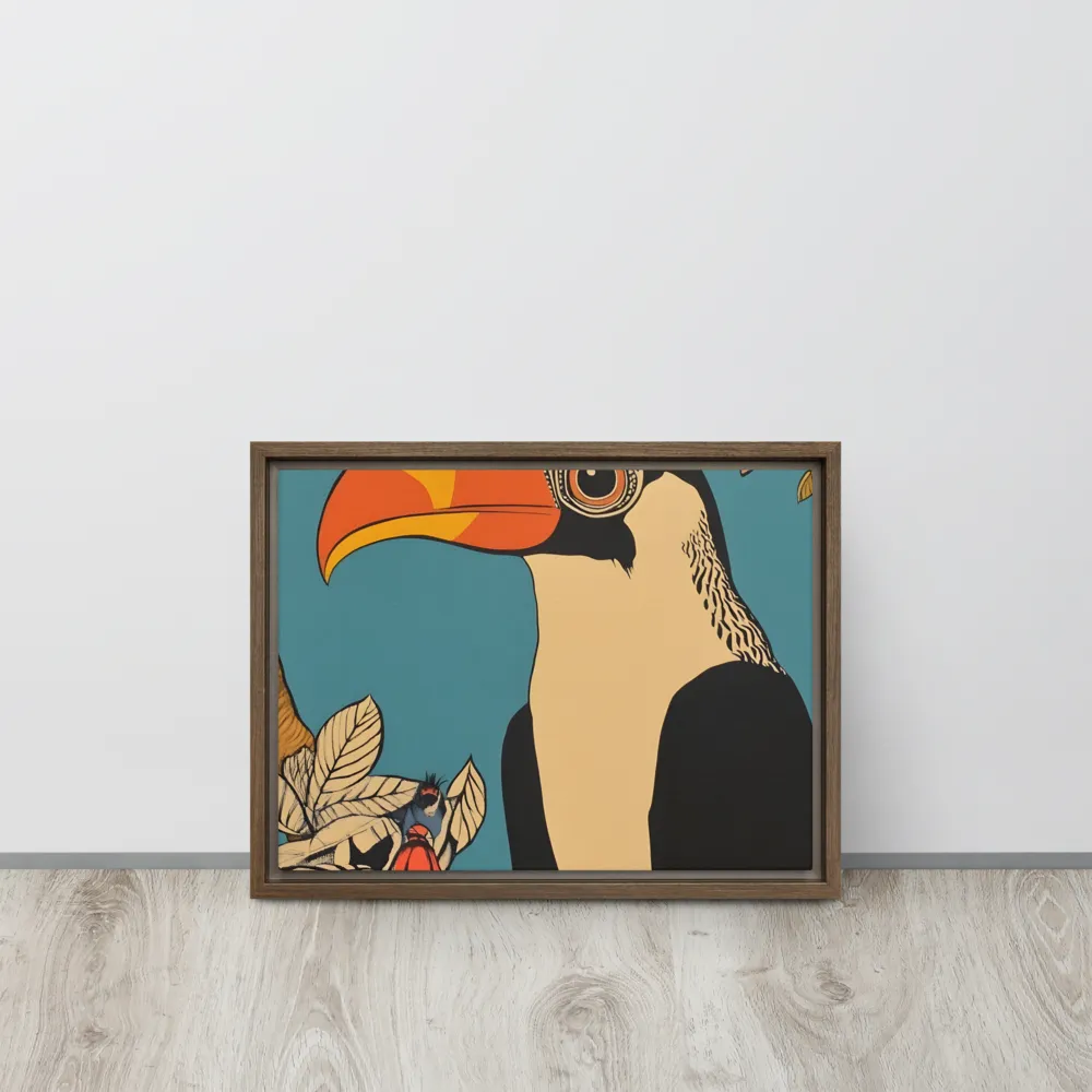 Tropical Majesty: The Toucan at Rest | Canvas with Brown Frame | 12″×16″