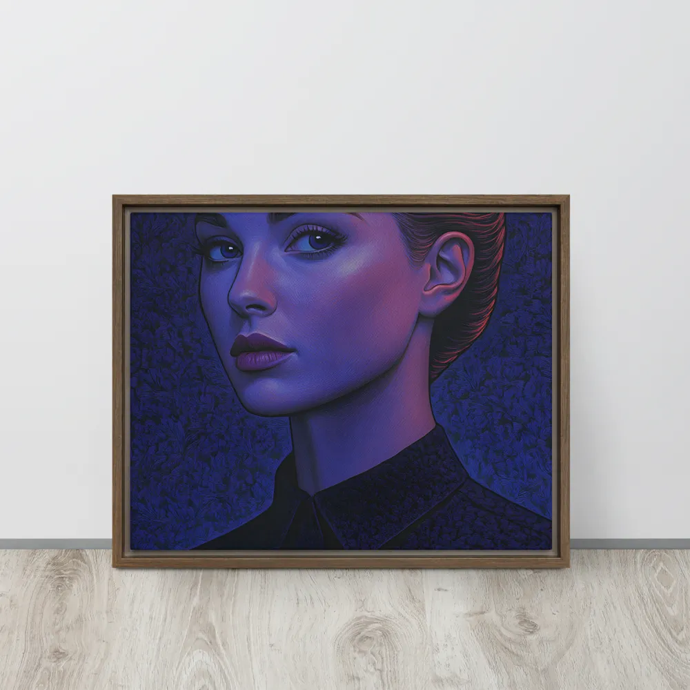 Ethereal Portrait in Blue and Red | Canvas with Brown Frame | 16″×20″
