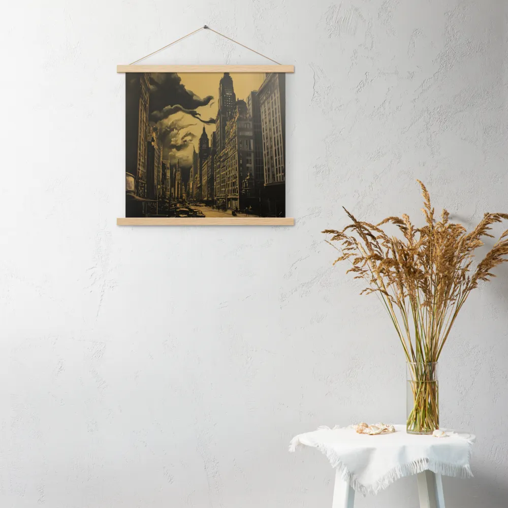 Echoes of a Forgotten Skyline | Poster With Oak Wood Hanger | 18″×18″